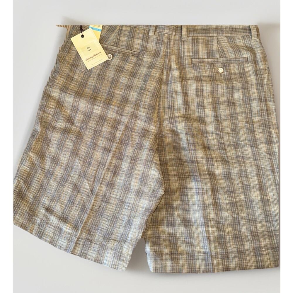 Tommy Bahama Men's Color Medium Walnut Plaid Shorts Size 36 Silk And Linen